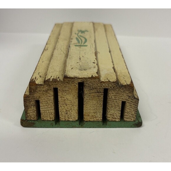 VINTAGE NUWAY 1940s KITCHEN 5 SLOT WOODEN KNIFE HOLDER  With Vintage Knives - Picture 5 of 6